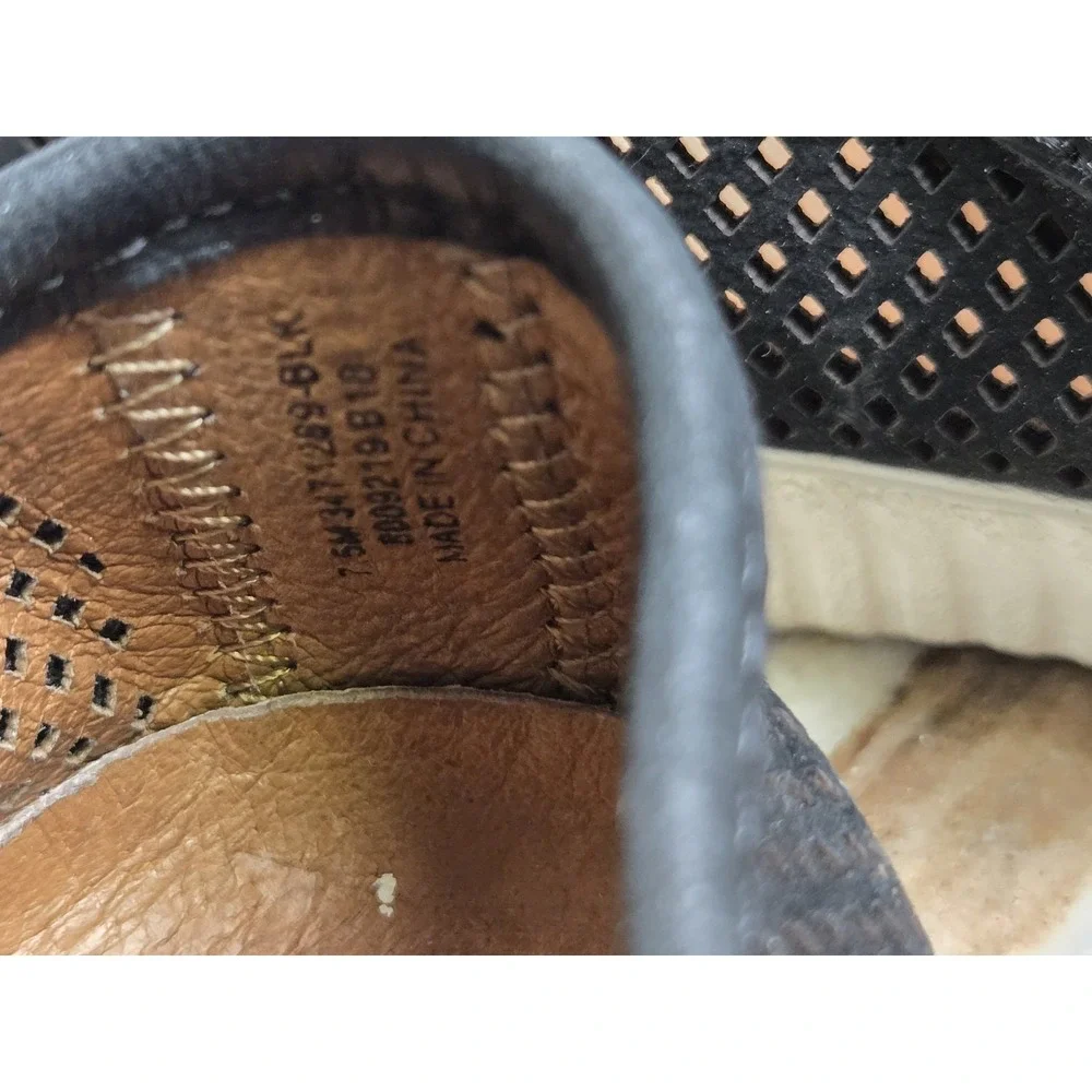 FRYE Camille Black Suede Perforated Slip‎ On Shoes Size 7.5 Preppy Minimalist